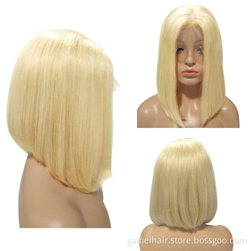 Virgin Blonde 613 Hair Straight Front Lace bob Wig Hd Transparent Film Thin Swiss Lace wig Wholesale Full Lace Wigs Vendors